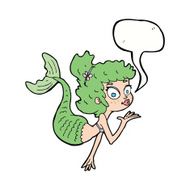 cartoon pretty mermaid with speech bubble N33