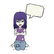 cartoon vampire girl with speech bubble N205