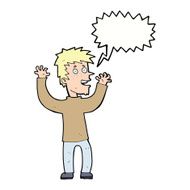 cartoon excited man with speech bubble N61