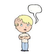 cartoon boy with growth on head speech bubble N35