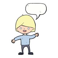 cartoon waving boy with speech bubble N18