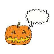 cartoon pumpkin with speech bubble N16