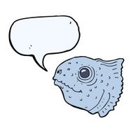 cartoon fish head with speech bubble N5