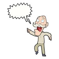 cartoon frightened old man with speech bubble N30