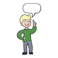 cartoon boy with great idea speech bubble N9