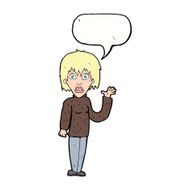 cartoon shocked woman waving hand with speech bubble N9