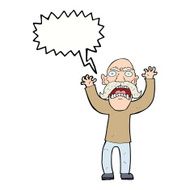 cartoon angry old man with speech bubble N128