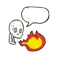 cartoon fire breathing skull with speech bubble N5
