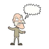 cartoon angry old man with speech bubble N129