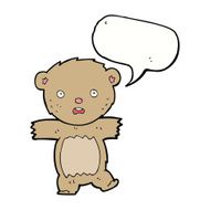 cartoon shocked teddy bear with speech bubble