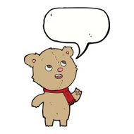 cartoon teddy bear wearing scarf with speech bubble N11