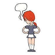 cartoon waitress with speech bubble N23