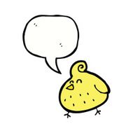 cartoon bird with speech bubble N256