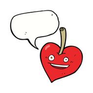cartoon love heart apple with speech bubble