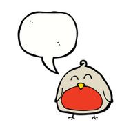 funny cartoon christmas robin with speech bubble