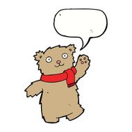 cartoon teddy bear wearing scarf with speech bubble N12
