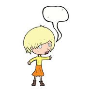 cartoon woman raising eyebrow with speech bubble N18