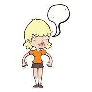 cartoon happy woman with speech bubble N231