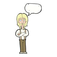 cartoon long mustache man with folded arms speech bubble N9