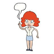 cartoon happy woman with idea speech bubble N9