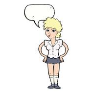 cartoon woman with hands on hips speech bubble N196