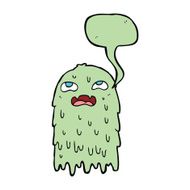gross cartoon ghost with speech bubble N17