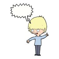 cartoon boy with question speech bubble N18