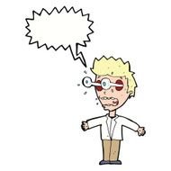 cartoon staring man with speech bubble N17