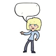 cartoon girl pointing with speech bubble N25