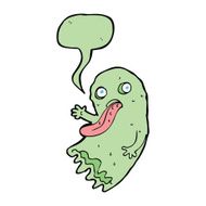 gross cartoon ghost with speech bubble N18