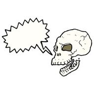 cartoon spooky skull with speech bubble N135