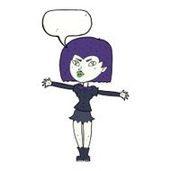 cartoon vampire girl with speech bubble N207