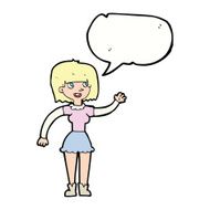 cartoon girl waving with speech bubble N27