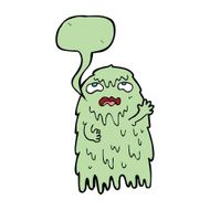 gross cartoon ghost with speech bubble N19