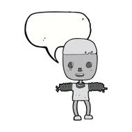 cartoon robot with speech bubble N172