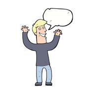 cartoon excited man with speech bubble N63