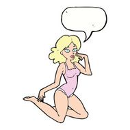 cartoon woman in lingerie with speech bubble N45