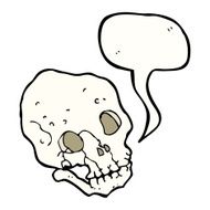 cartoon spooky skull with speech bubble N136