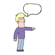 cartoon man pointing with speech bubble N179