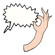 cartoon hand symbol with speech bubble N2