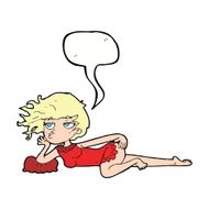 cartoon woman in sexy pose with speech bubble N17