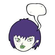 cartoon vampire girl face with speech bubble N9