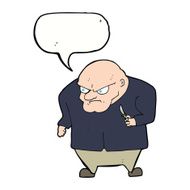 cartoon evil man with speech bubble N9