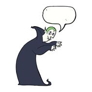 cartoon spooky vampire with speech bubble N9