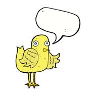 cartoon bird waving wing with speech bubble N9