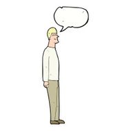 cartoon tall man with speech bubble N9