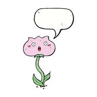 cartoon shocked flower with speech bubble N9