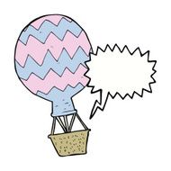 cartoon hot air balloon with speech bubble
