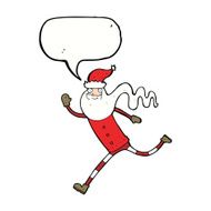 cartoon running santa with speech bubble N10
