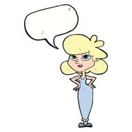 cartoon girl with hands on hips speech bubble N18